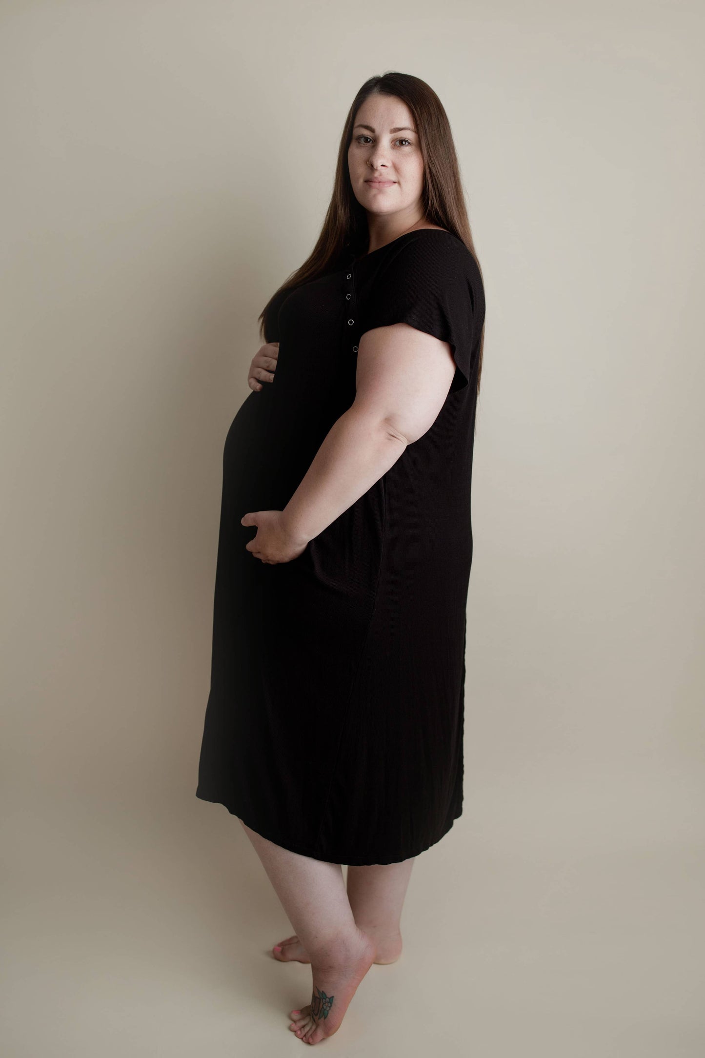 Black Maternity Labor and Delivery/ Nursing Gown