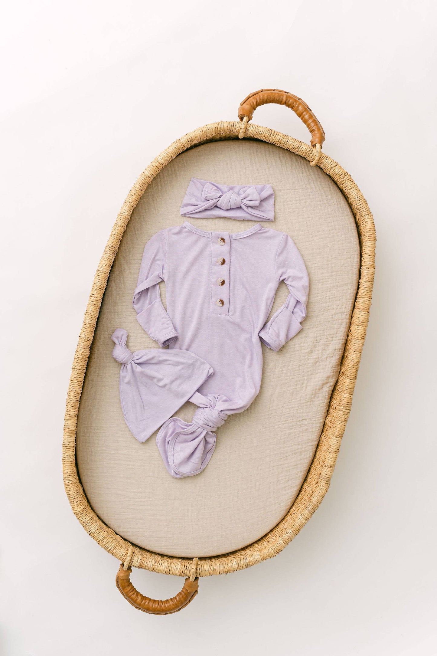 Knotted Baby Gown, Set - Lavender