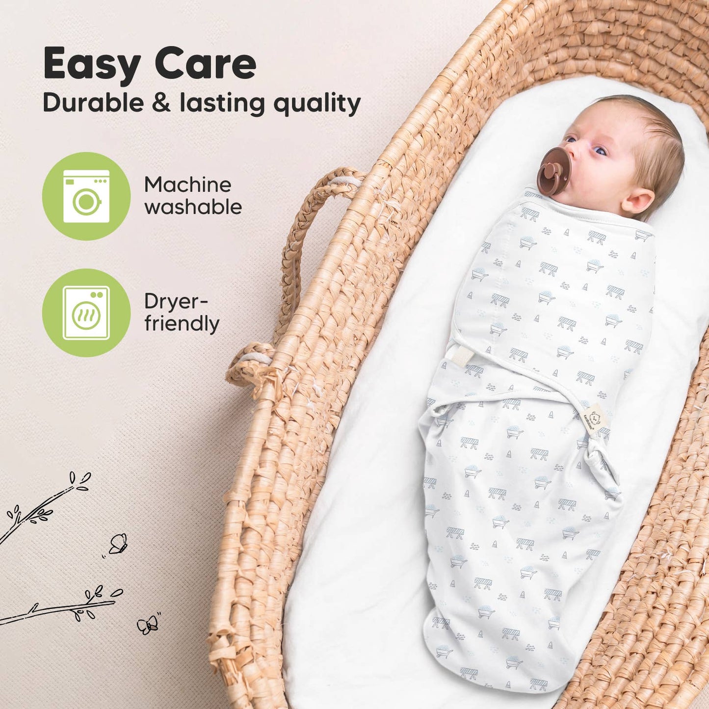 Excavation- 3pk Soothe Baby Swaddles 0-3 Months