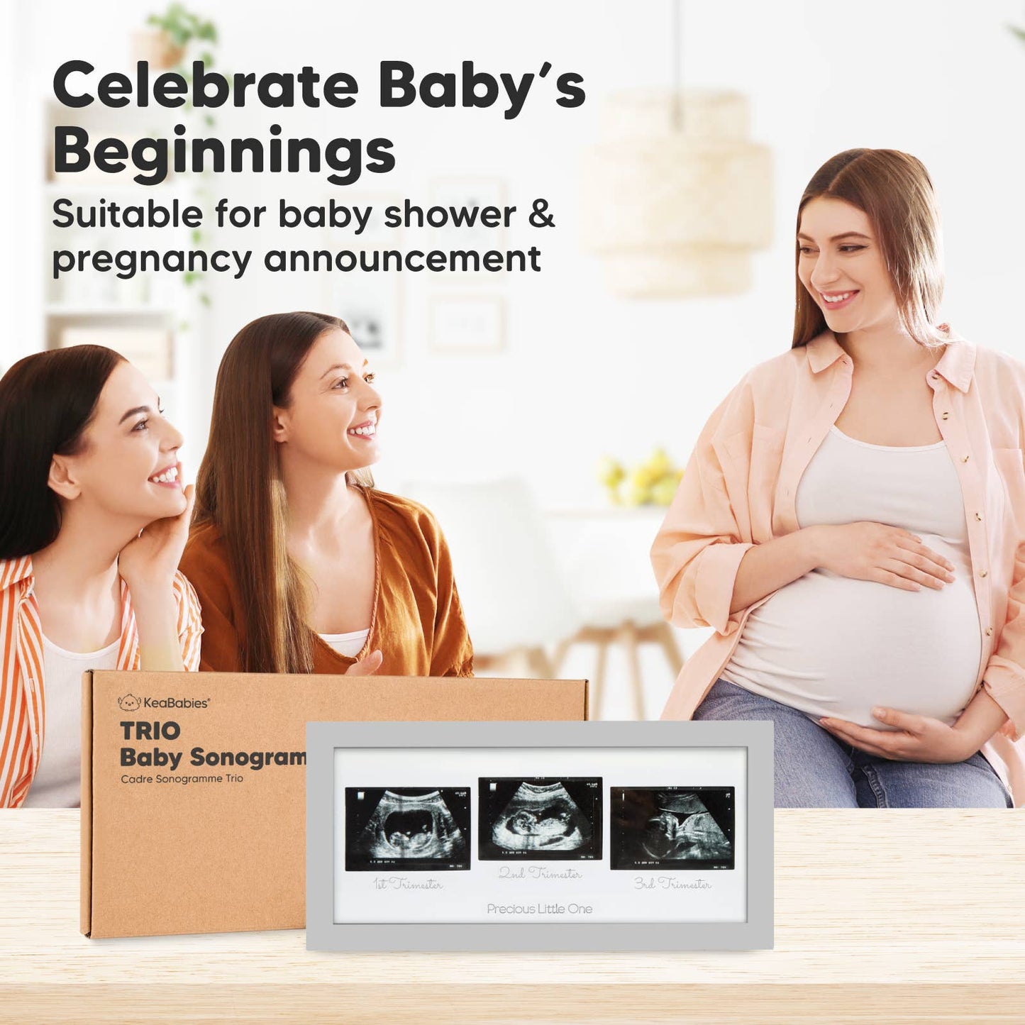 KeaBabies Trio Sonogram Frame (Cloud Gray)