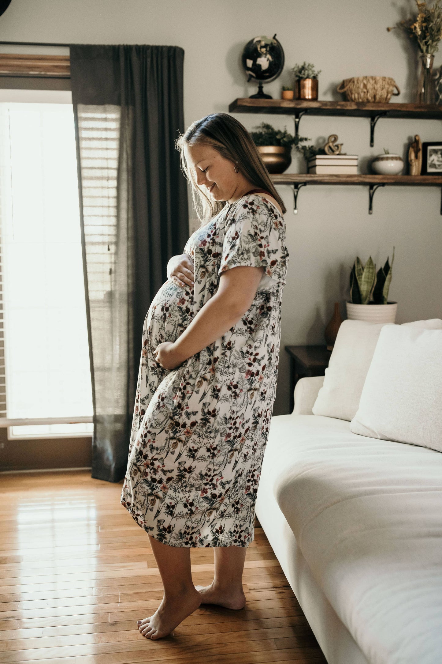 Floral Labor and Delivery/ Nursing Gown