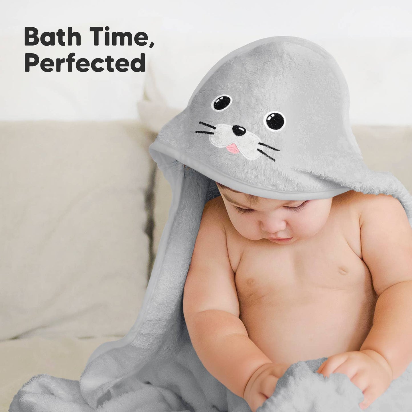 KeaBabies Cuddle Baby Hooded Towel: Seal