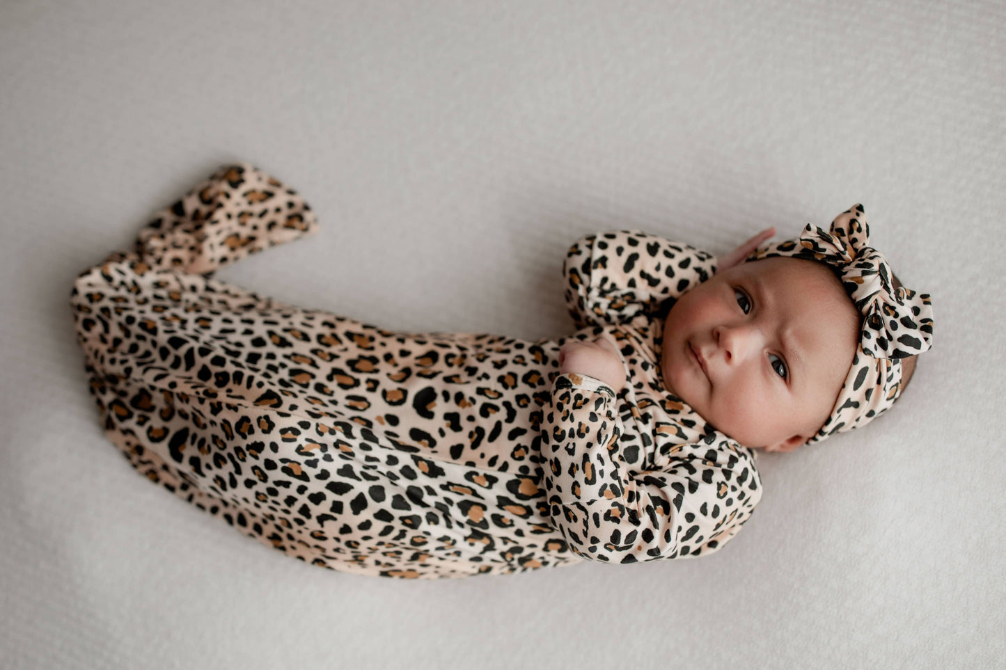 Leopard Knotted Gown: Gown & Hat