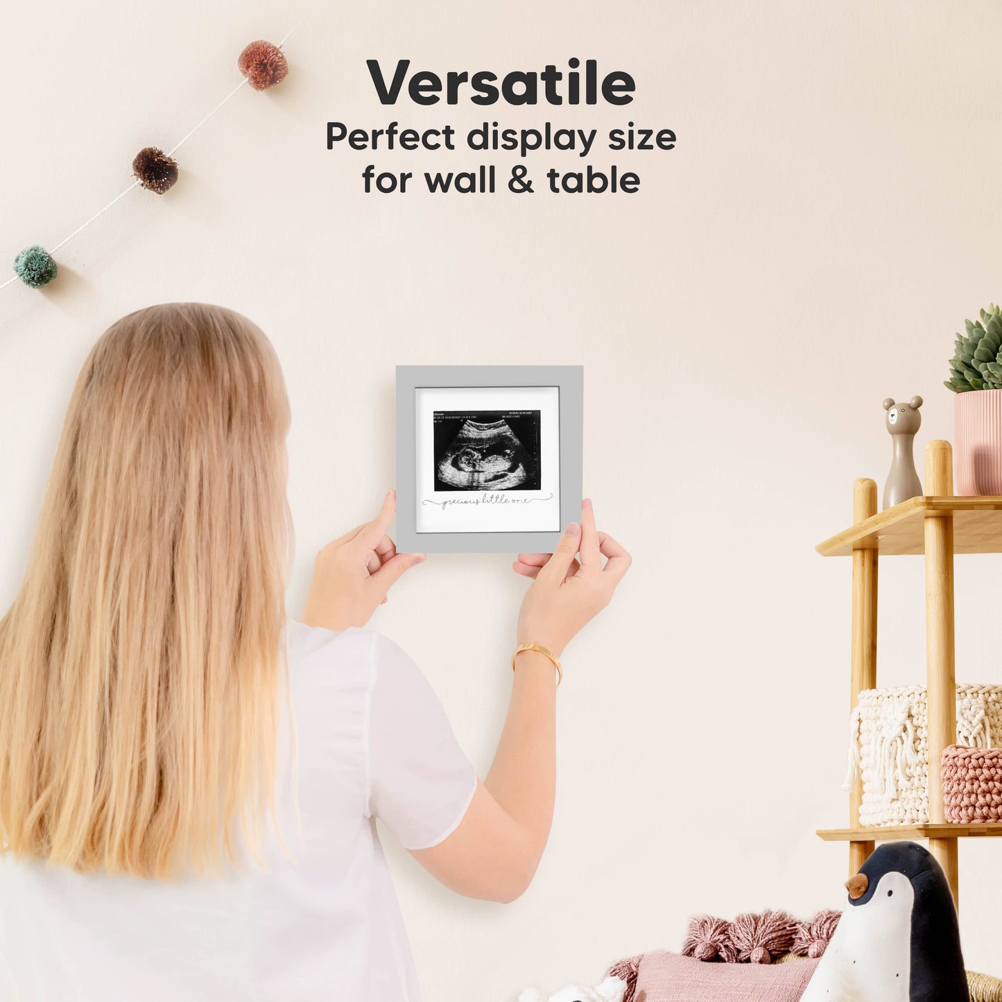 KeaBabies Solo Baby Sonogram Picture Frame: Cloud Gray