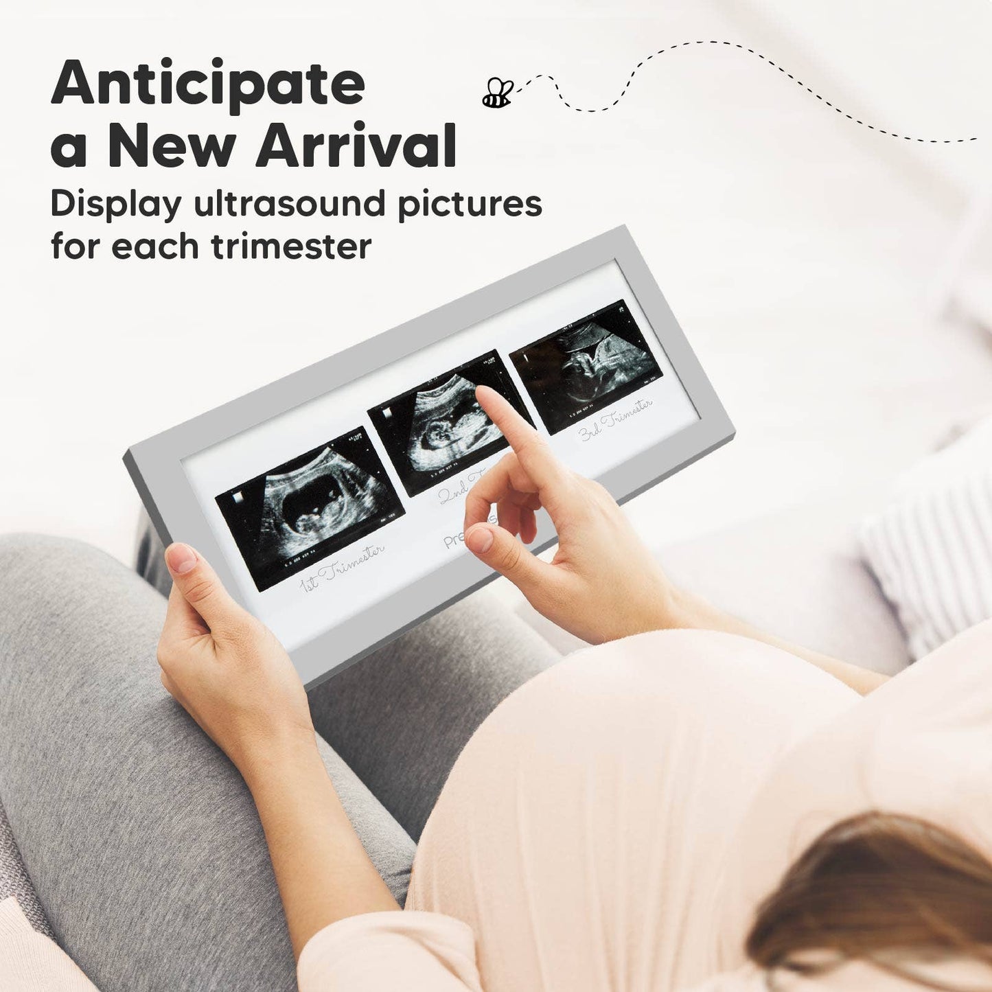 KeaBabies Trio Sonogram Frame (Cloud Gray)