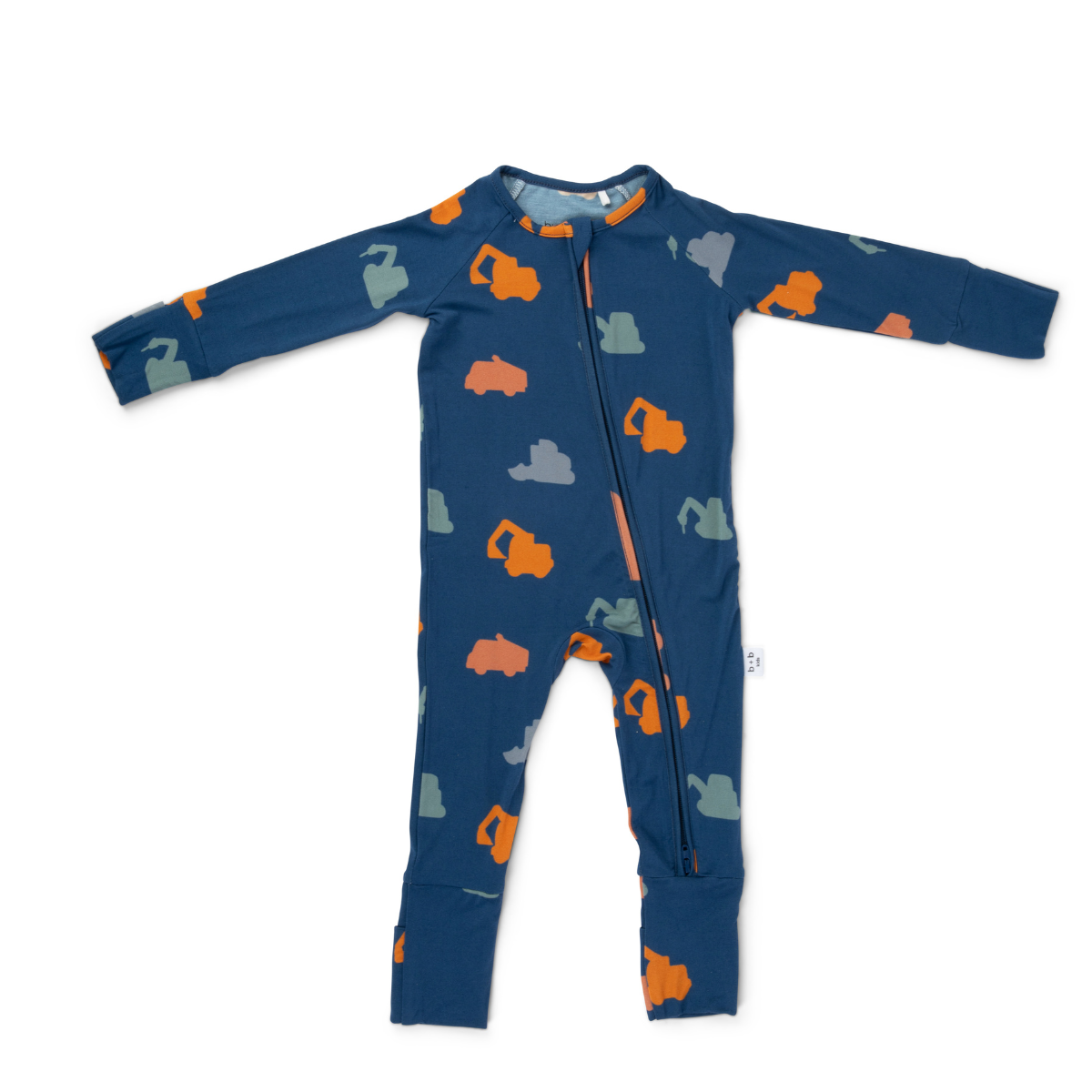 Bamboo 2-Way Convertible Zip Romper - Construction Vehicle