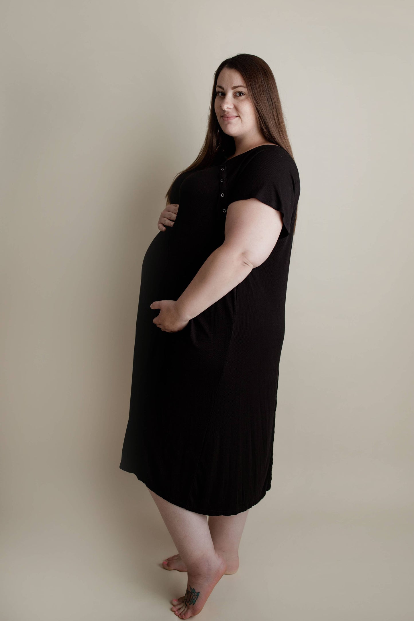 Black Maternity Labor and Delivery/ Nursing Gown