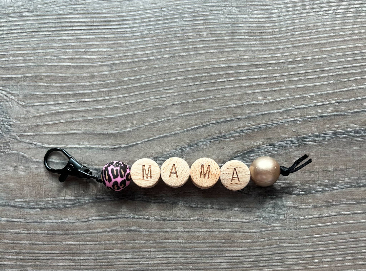 Mama Straight Beaded Keychain or Bag Charm: Floral