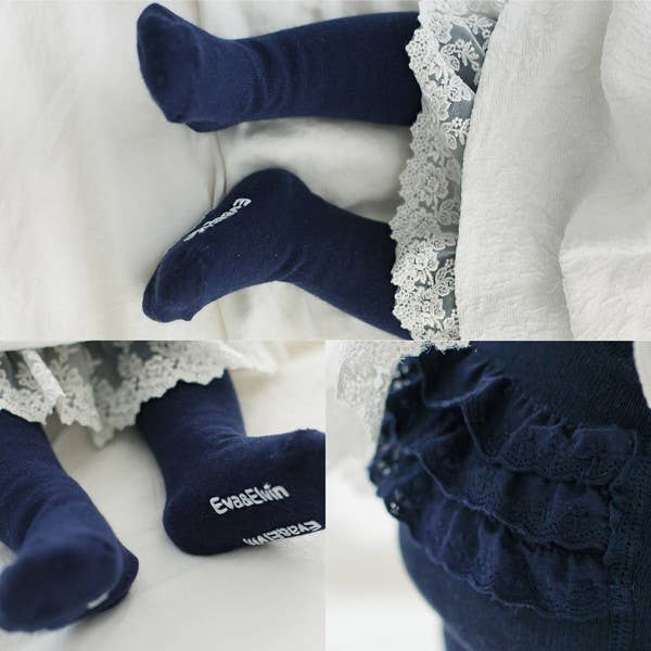 Frill Tights: Navy / 12-24M