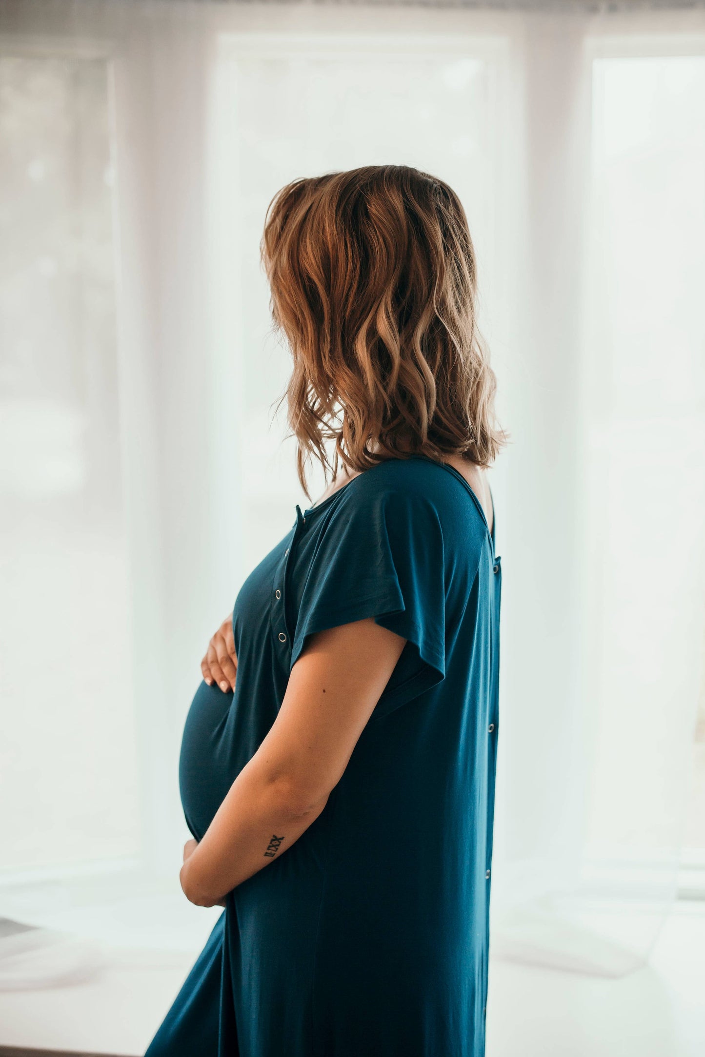 Blue Maternity Labor and Delivery/ Nursing Gown