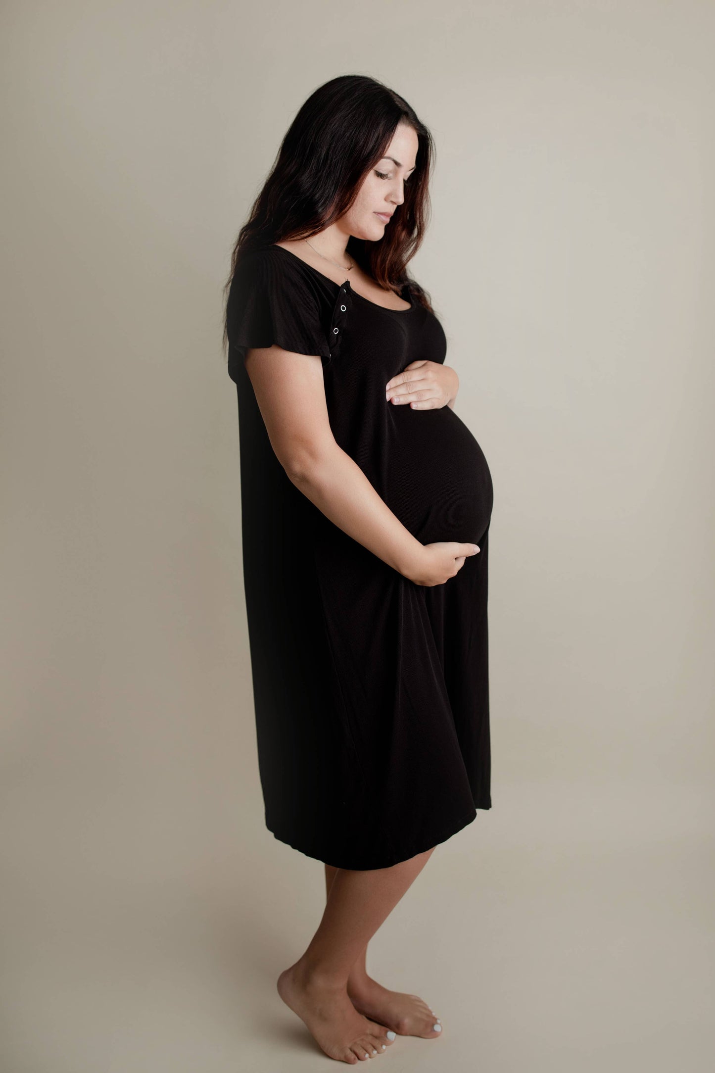 Black Maternity Labor and Delivery/ Nursing Gown