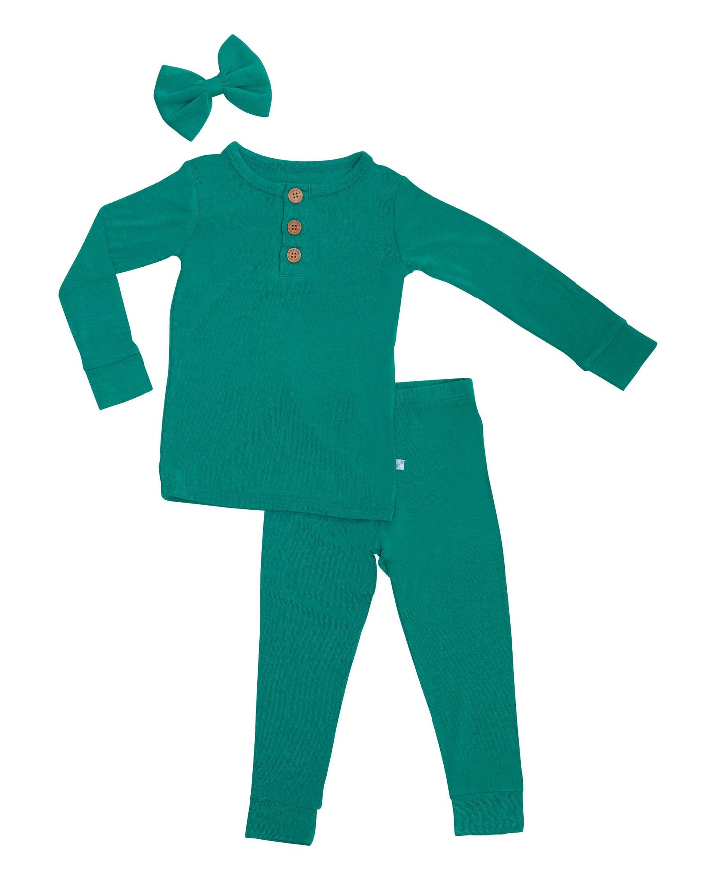 Emerald Green Long Sleeve Henley Pajamas