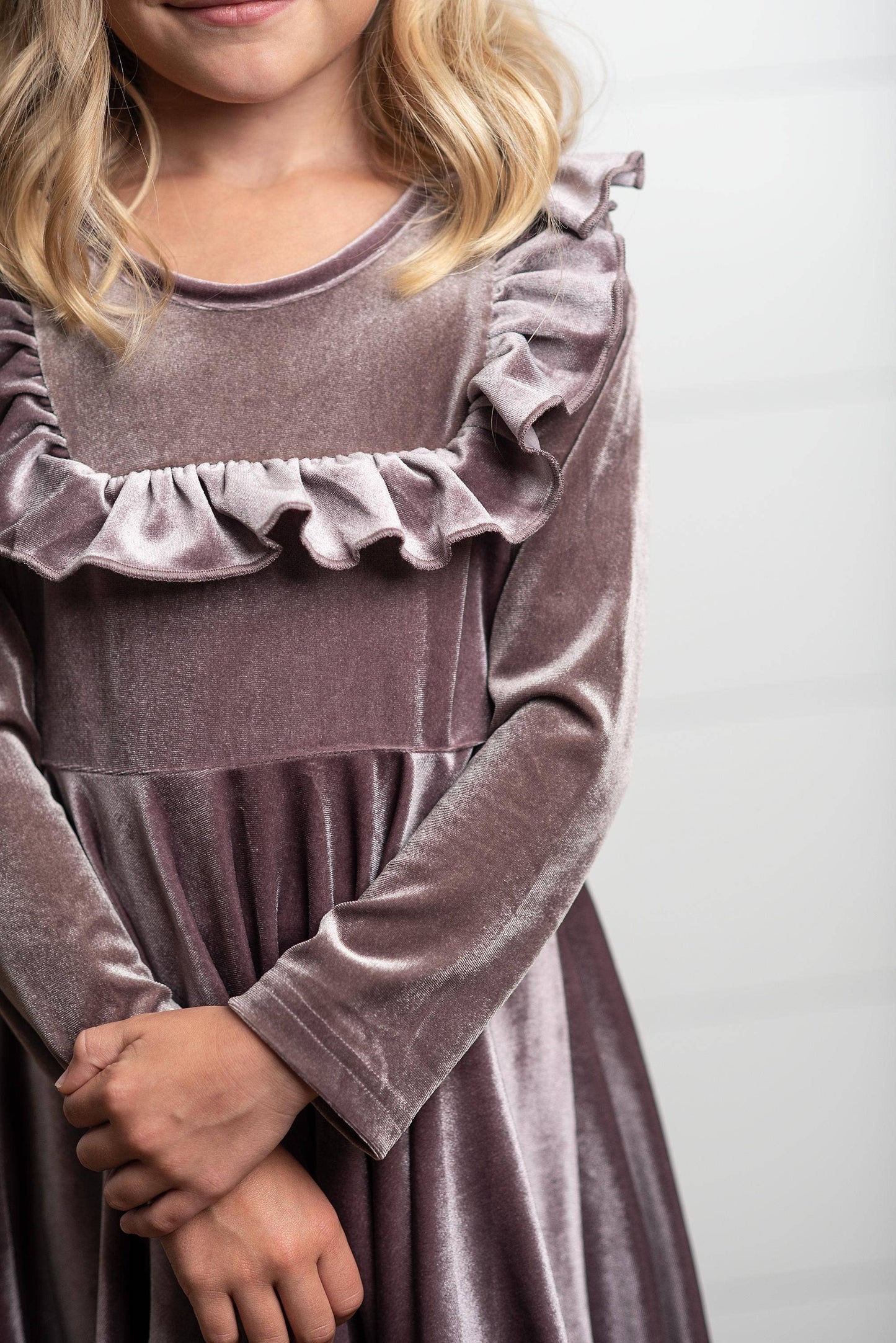 Kids Velvet Ruffle Dress