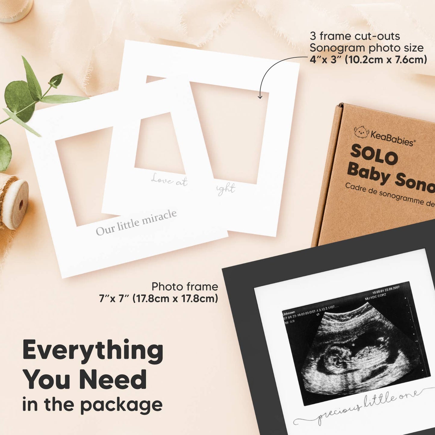 KeaBabies Solo Baby Sonogram Picture Frame: Onyx Black