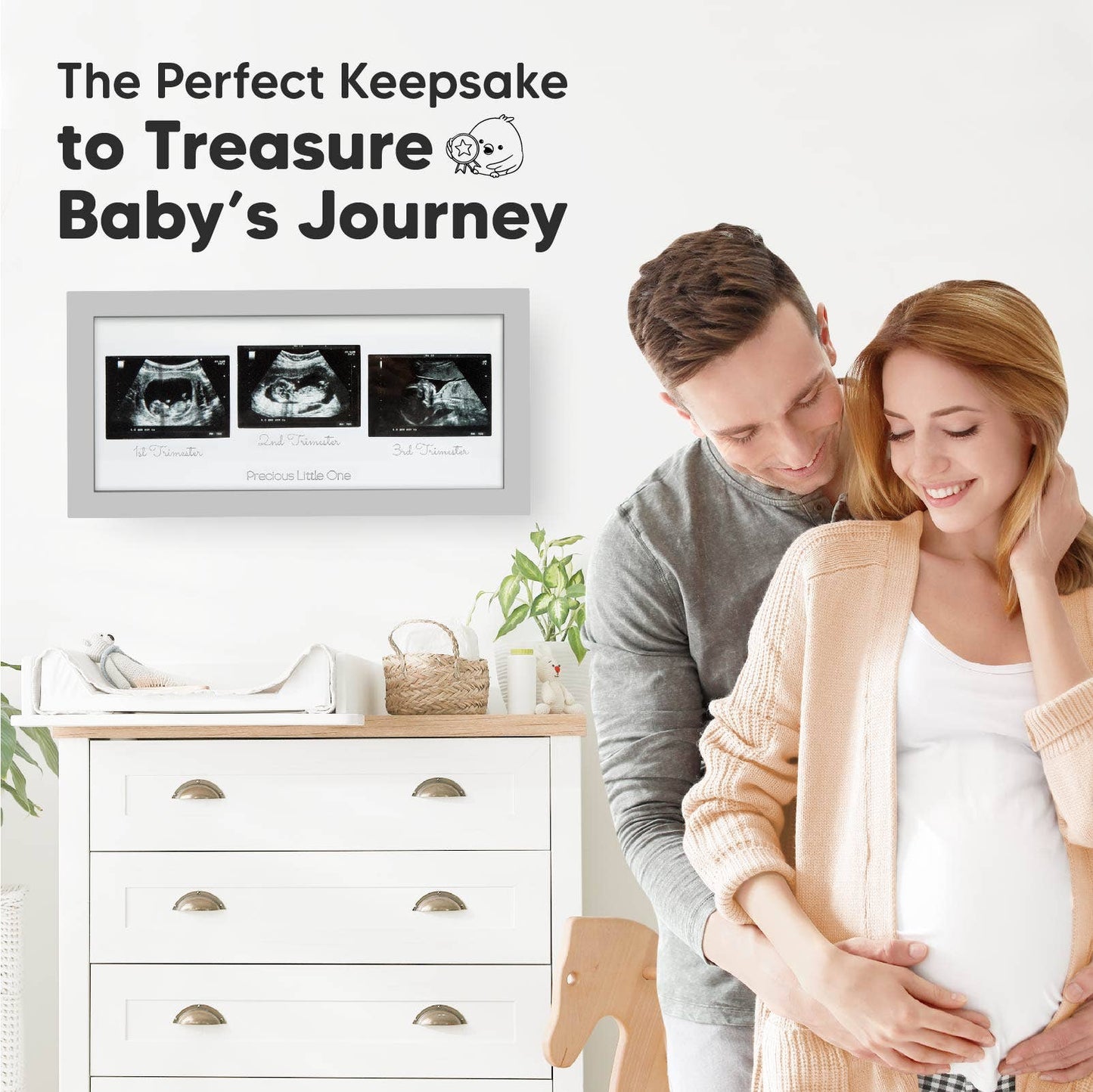 KeaBabies Trio Sonogram Frame (Cloud Gray)
