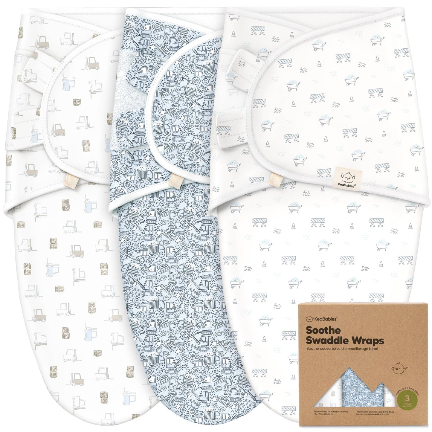 Excavation- 3pk Soothe Baby Swaddles 0-3 Months