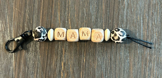 Mama Straight Keychain Leopard Beads