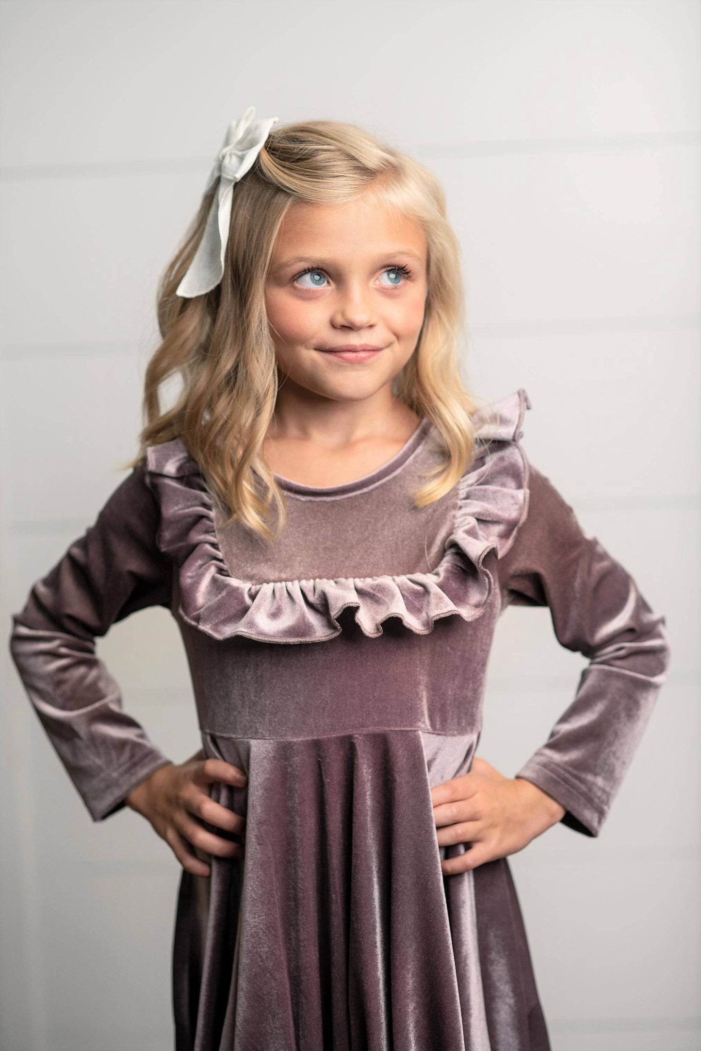 Kids Velvet Ruffle Dress