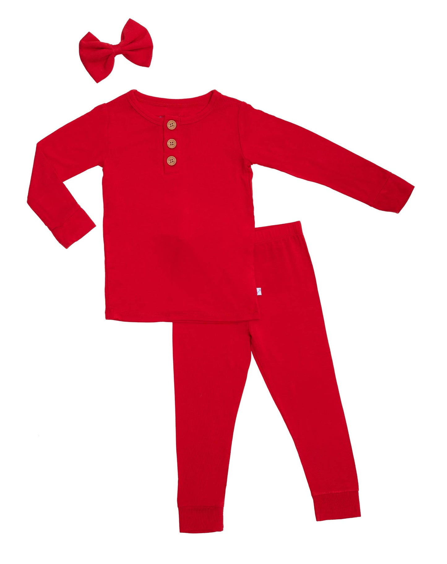 True Red Long Sleeve Henley Pajamas