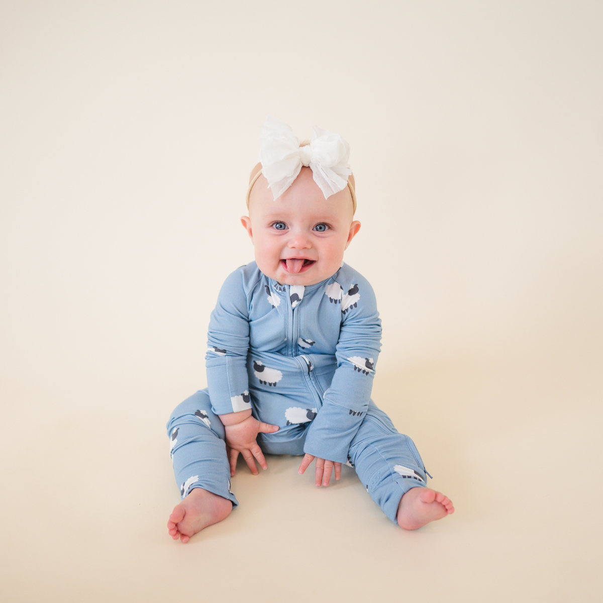 Bamboo 2-Way Convertible Zip Romper - Blue Sheep