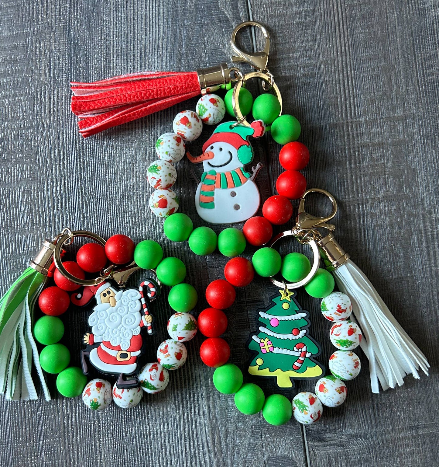 Christmas Silicone Beaded Keychain: The Frosty Snowman