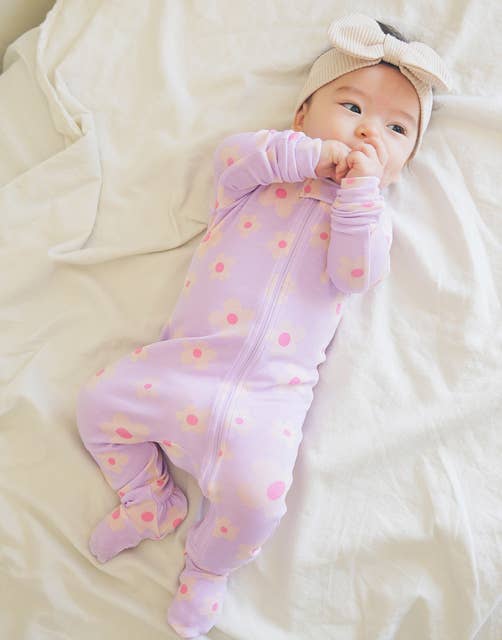 Blooming Purple Baby Footie Pajamas