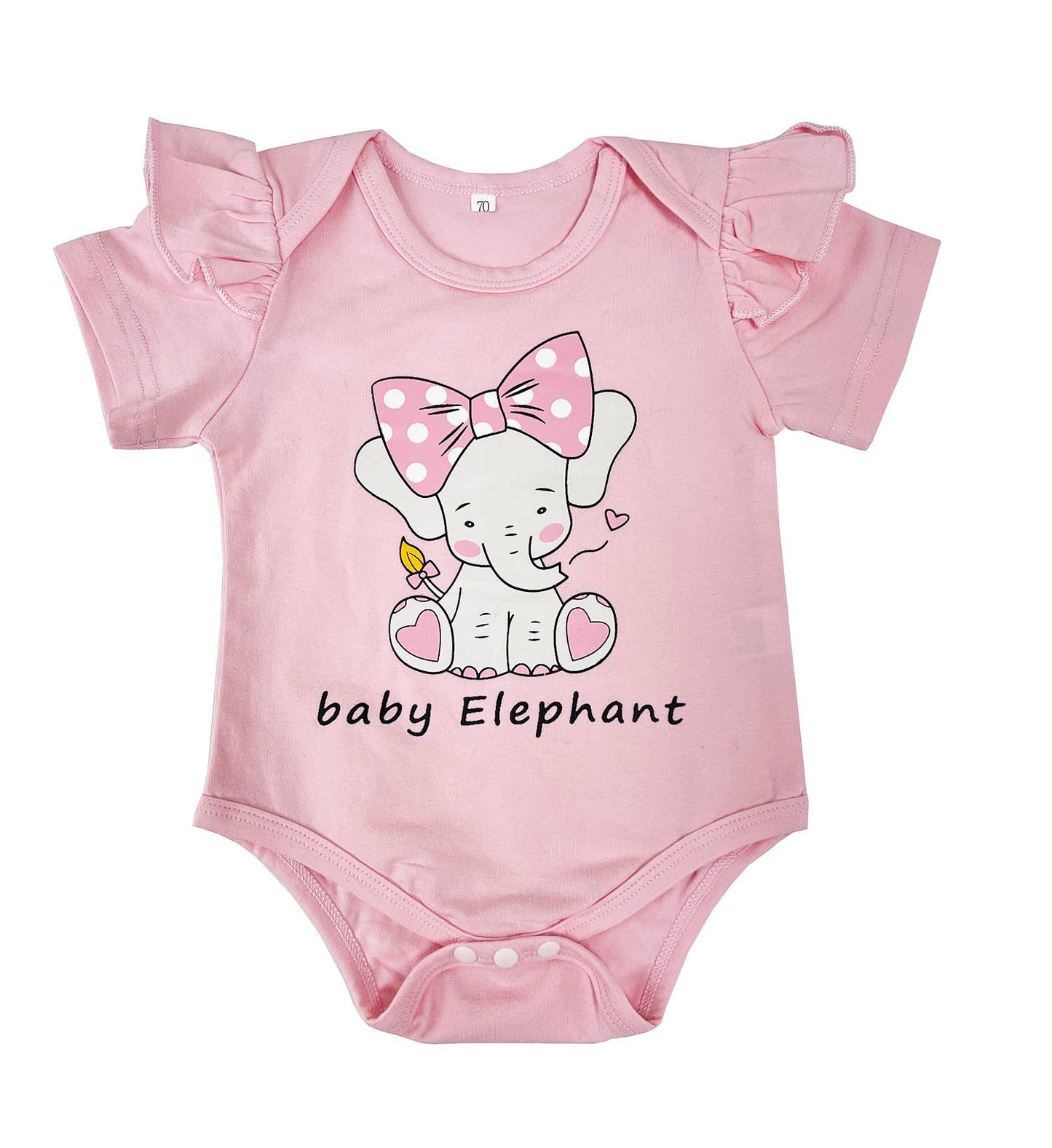 Elephant Pink Bodysuit, Shorts & Headband 3pcs Baby Girl Set