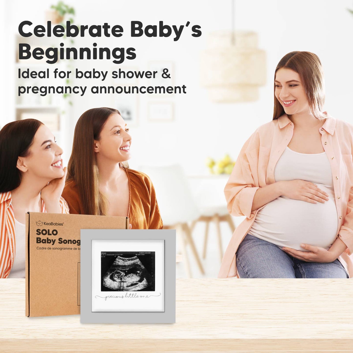KeaBabies Solo Baby Sonogram Picture Frame: Cloud Gray