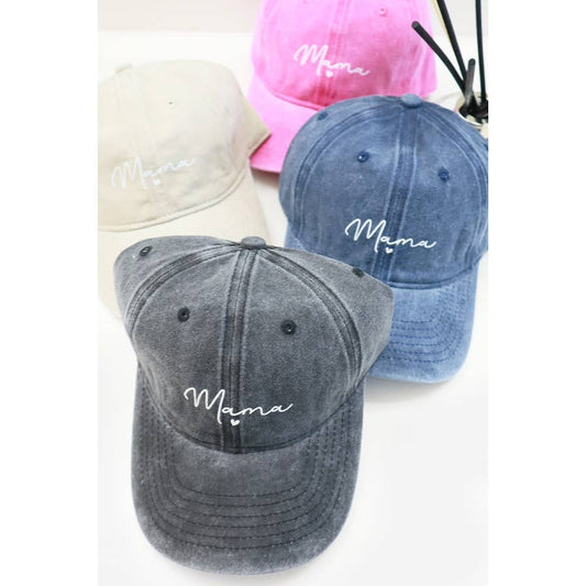 MAMA Printed Acid Washed Baseball Cap