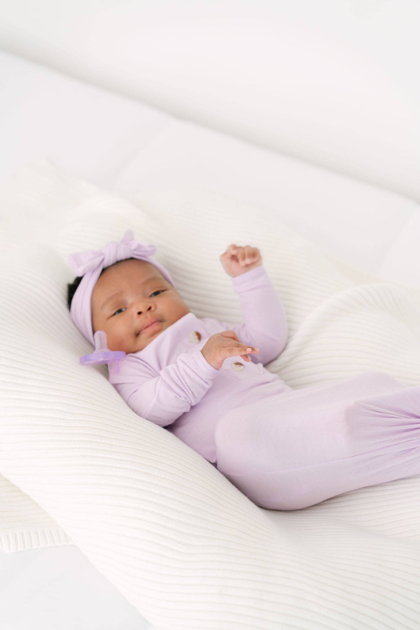 Knotted Baby Gown, Set - Lavender