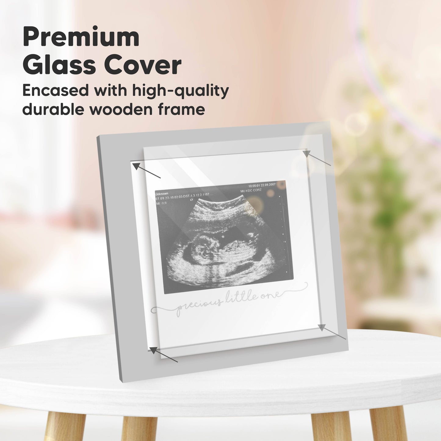 KeaBabies Solo Baby Sonogram Picture Frame: Cloud Gray
