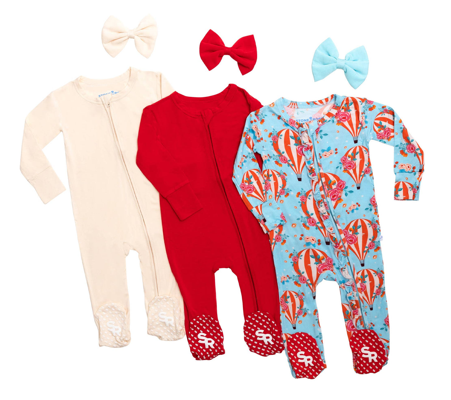 Hot Air Balloon Ruffled Zippered Footie Pajamas