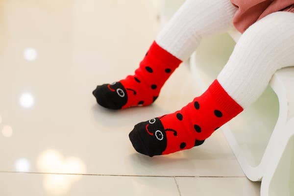 Ladybug Red Ankle Socks