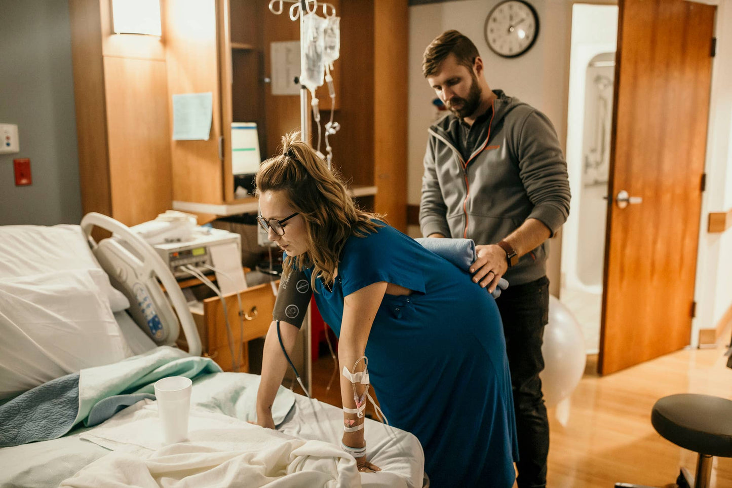 Blue Maternity Labor and Delivery/ Nursing Gown