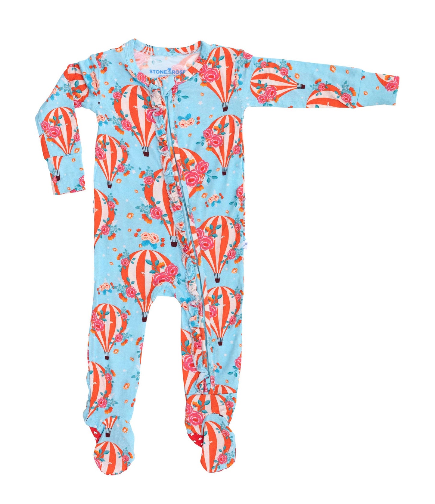 Hot Air Balloon Ruffled Zippered Footie Pajamas