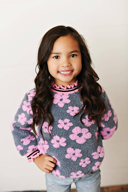 Kids Pink Daisy Winter Sweater