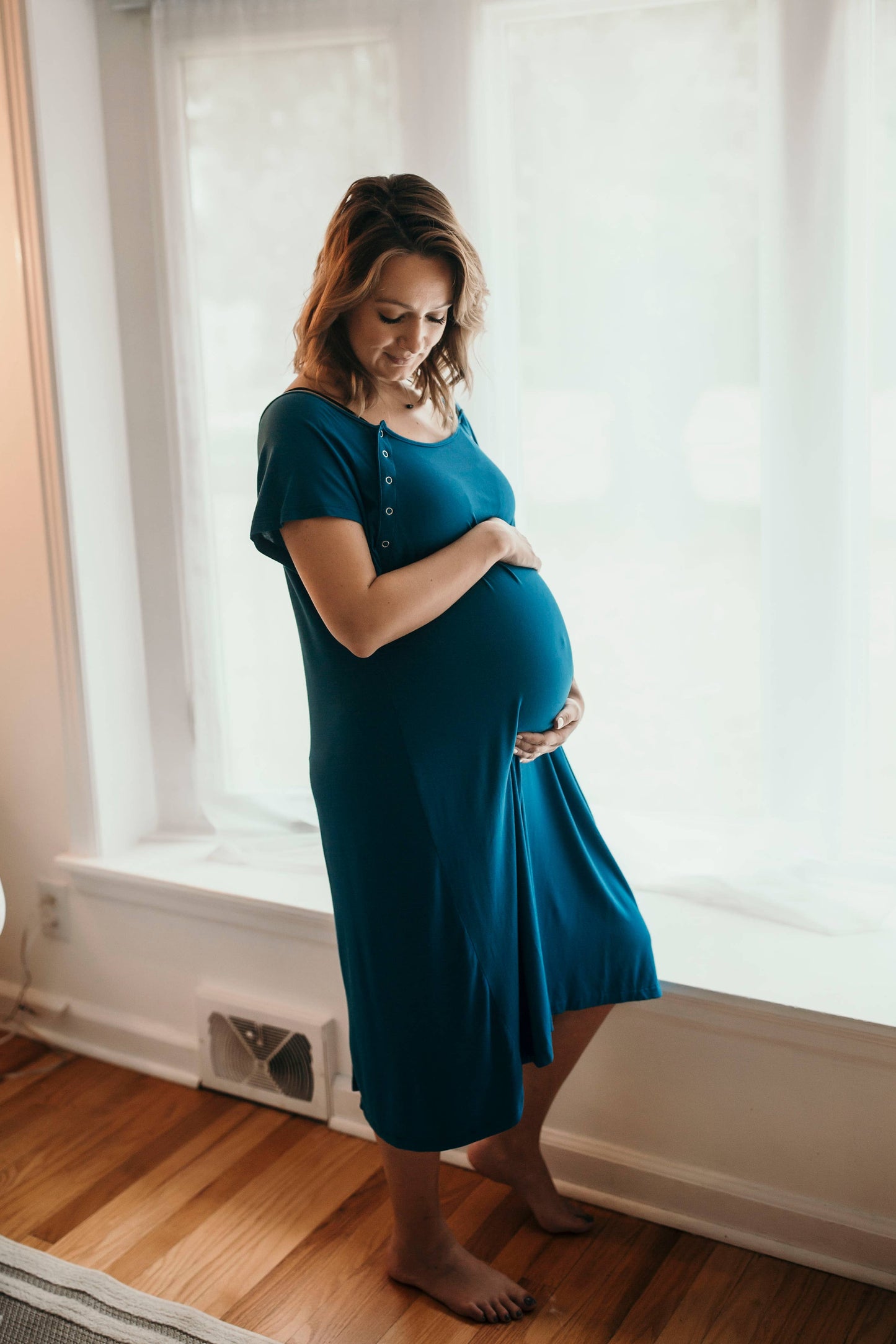 Blue Maternity Labor and Delivery/ Nursing Gown