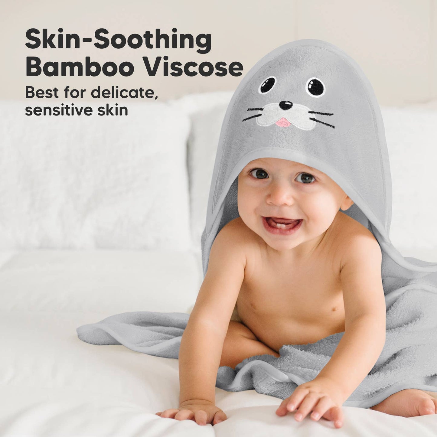 KeaBabies Cuddle Baby Hooded Towel: Seal
