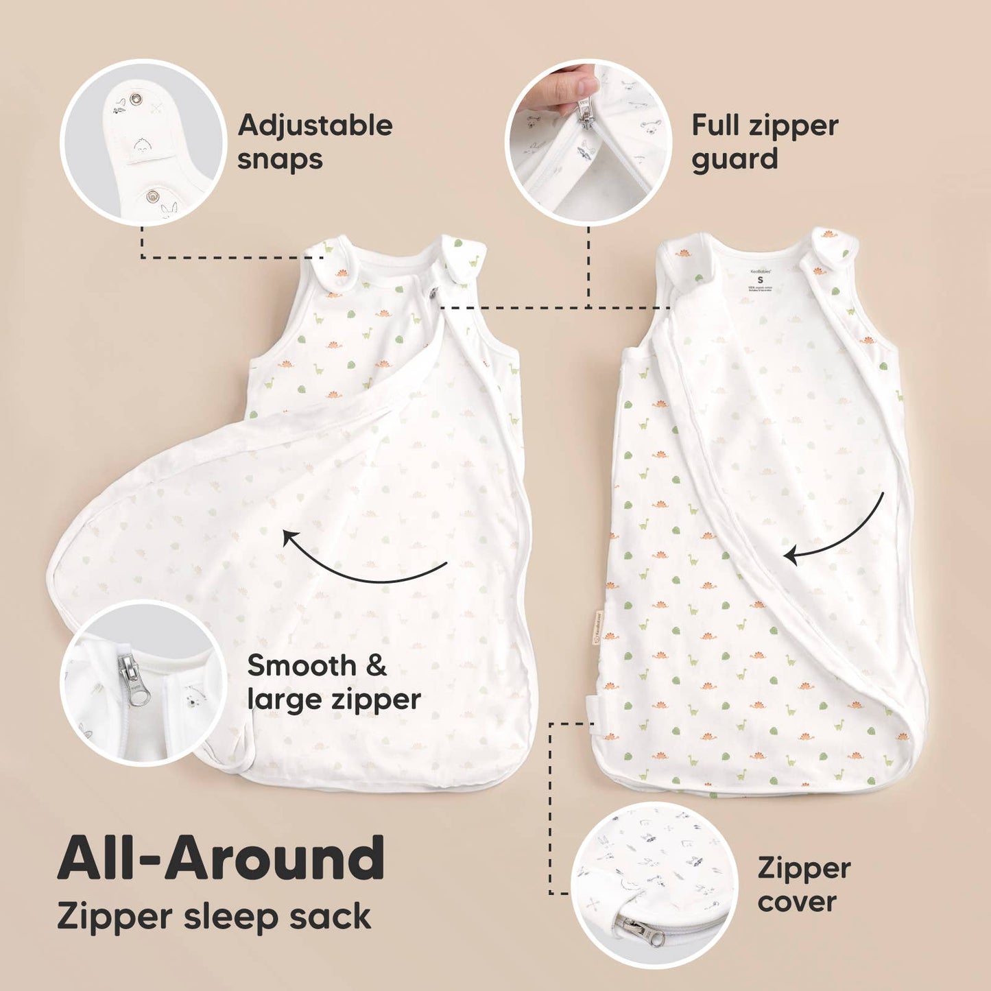 Roarsome- Soothe Sleep Sack, Baby Wearable Blanket Small