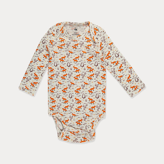 Bodysuit, Infant Bodysuit - Foxes on Beige