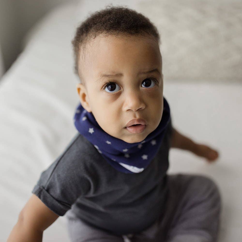 BandoBib Infinity Scarf Bib: Grey Airplanes & Navy Galaxy