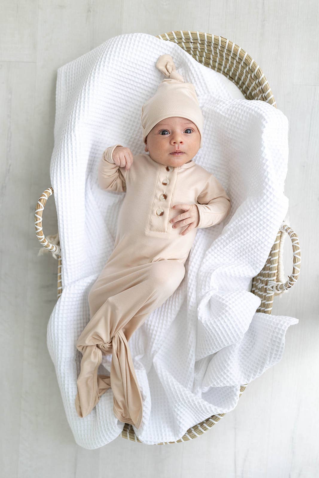 Knotted Baby Gown Set - Holiday Green