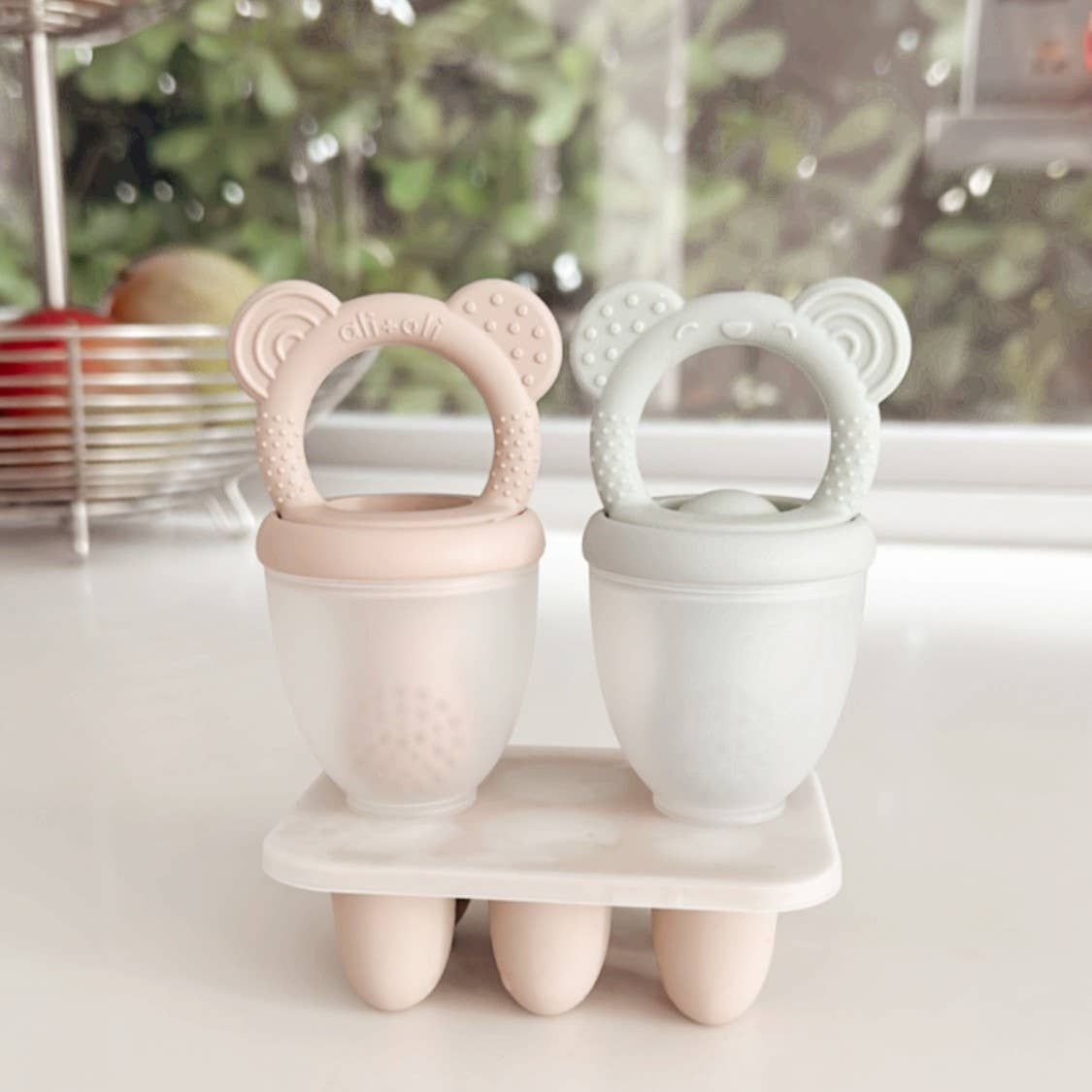 Food & Fruit Pacifier Feeder & Freezer Tray (Mist-Taupe) 3pc