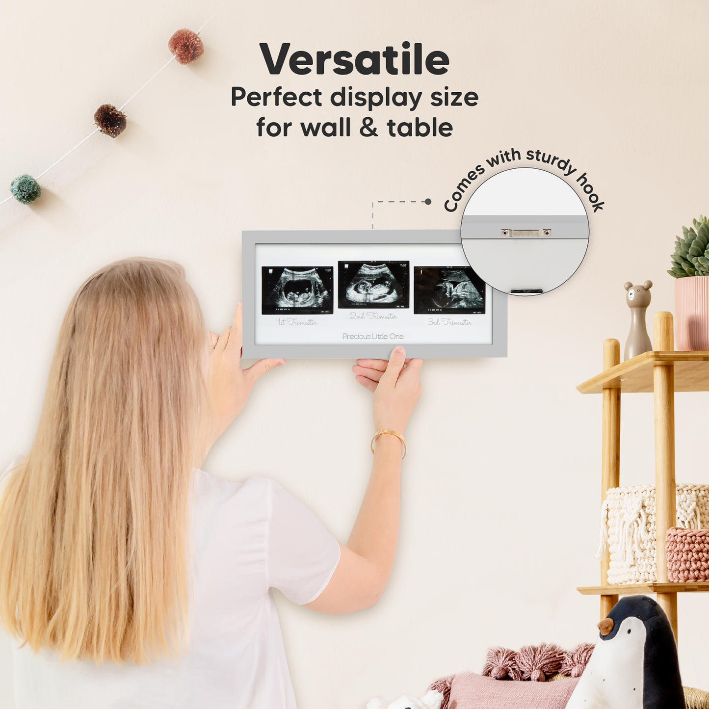 KeaBabies Trio Sonogram Frame (Cloud Gray)
