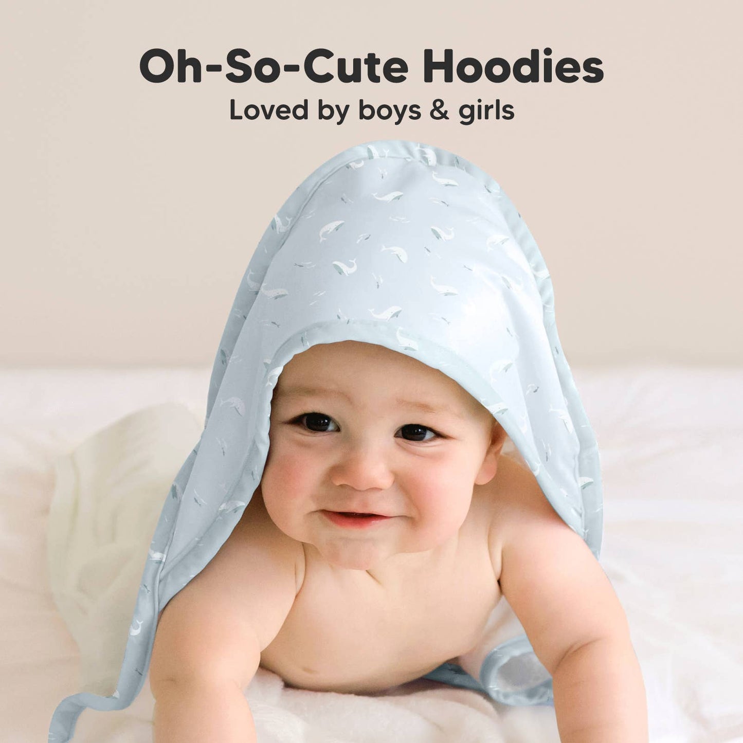 KeaBabies Luxe Baby Hooded Towel: Blue Whale