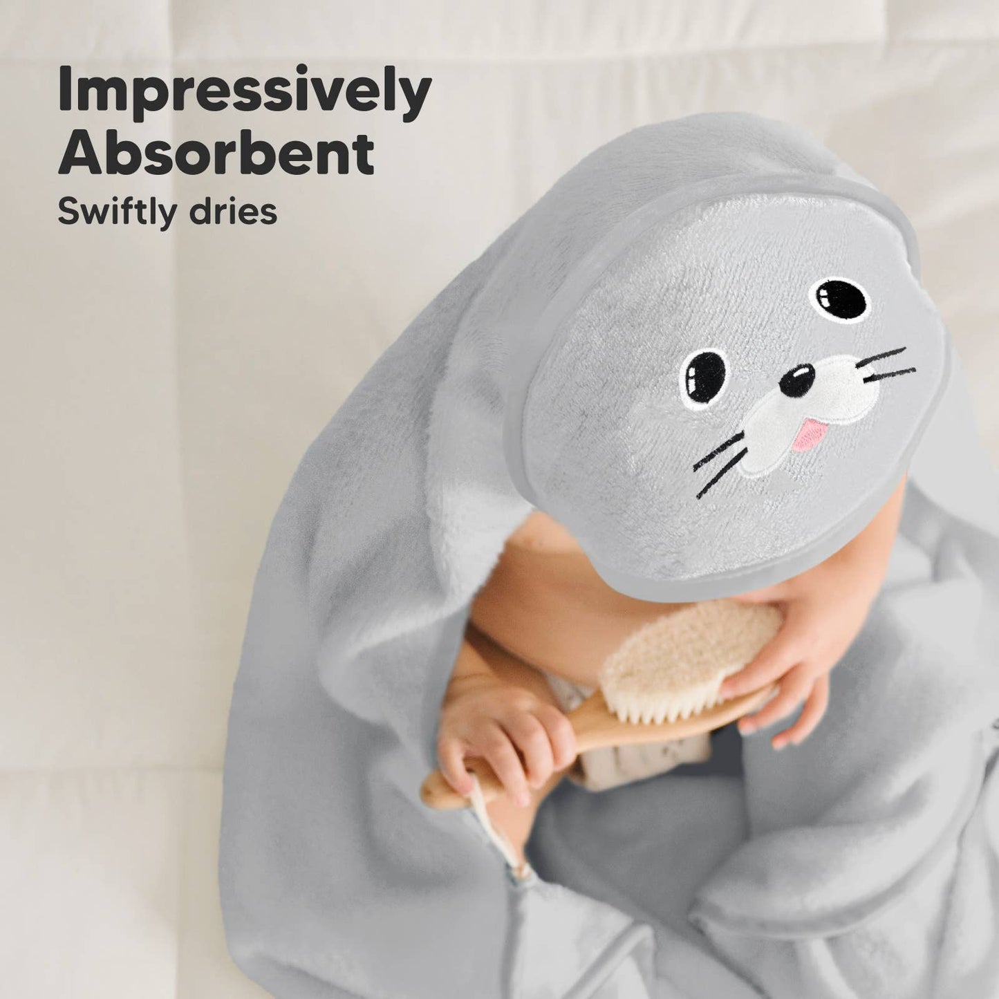 KeaBabies Cuddle Baby Hooded Towel: Seal