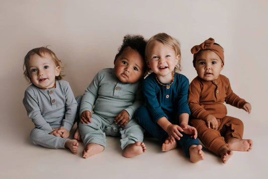 Baby Ribbed Playsuit with pockets Rust or Blue Infant and Toddler