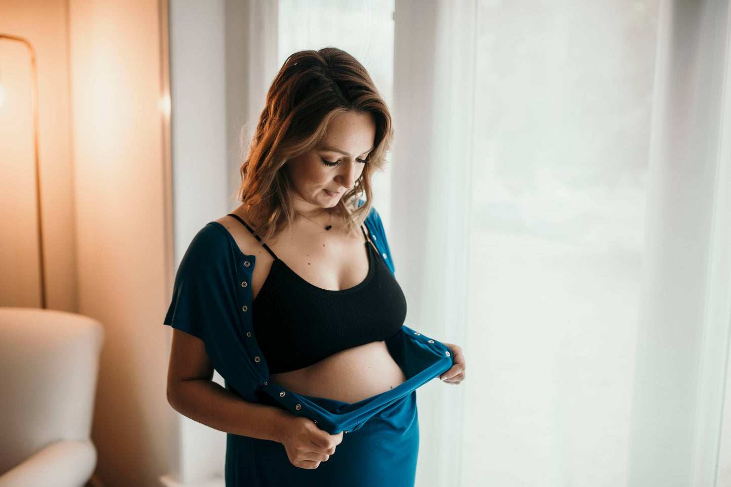 Blue Maternity Labor and Delivery/ Nursing Gown