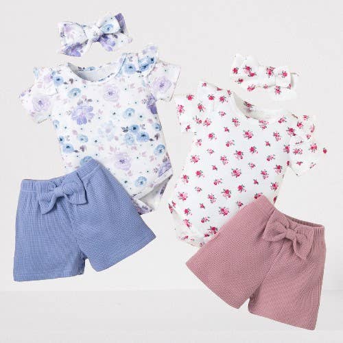 Floral Print 3pcs Baby Girl Outfit