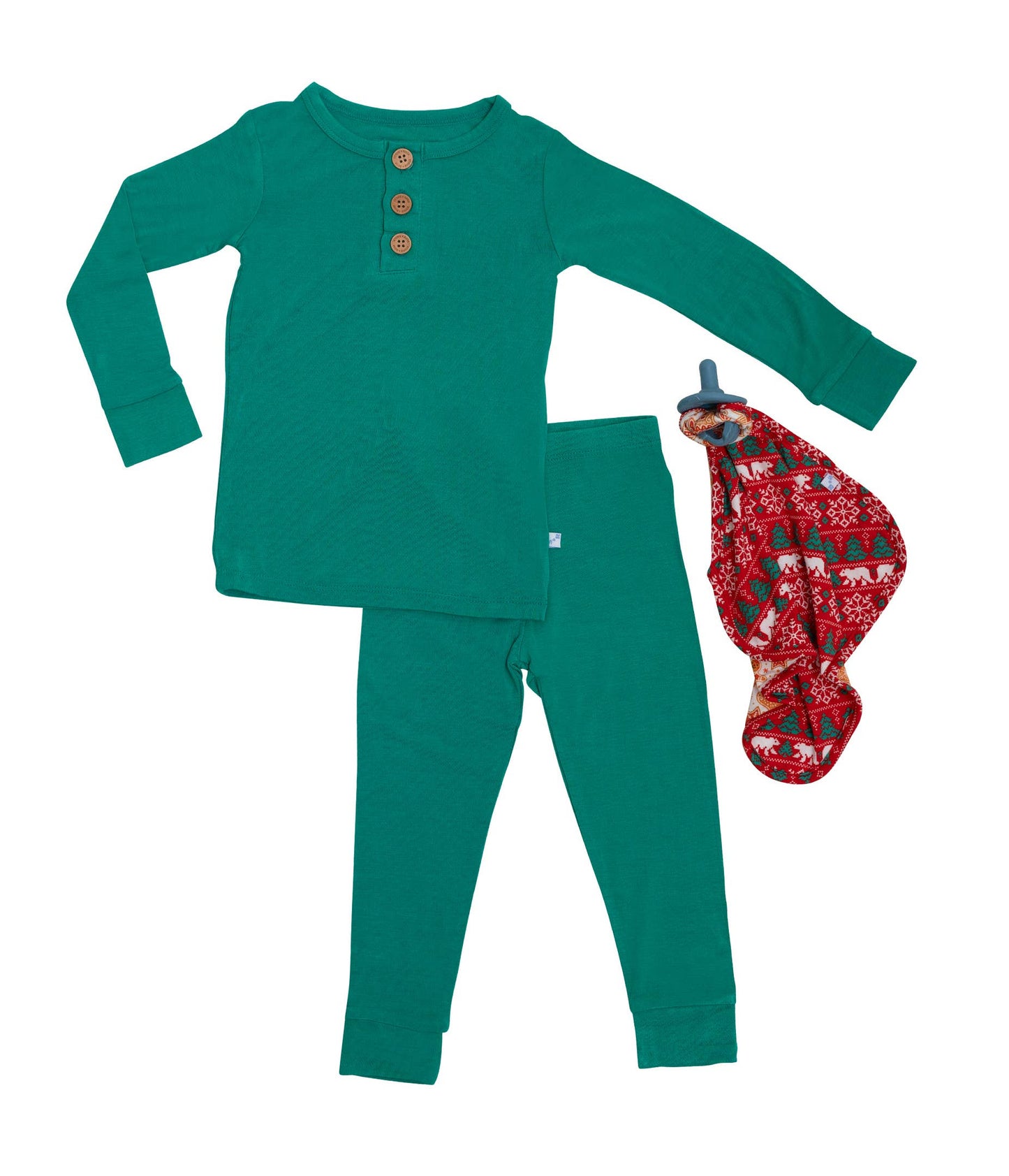 Emerald Green Long Sleeve Henley Pajamas